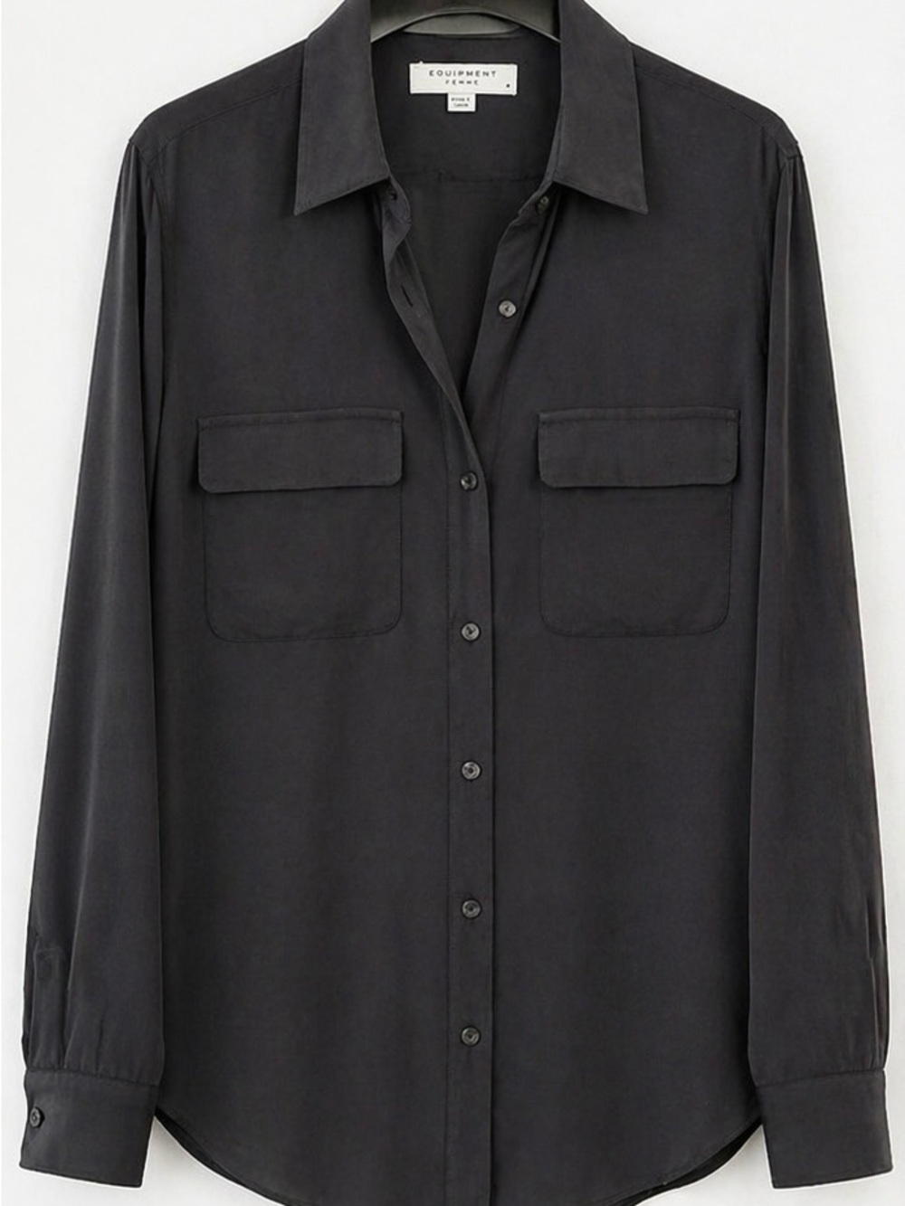 Equipment Black Long-Sleeve Button-Down Shirt